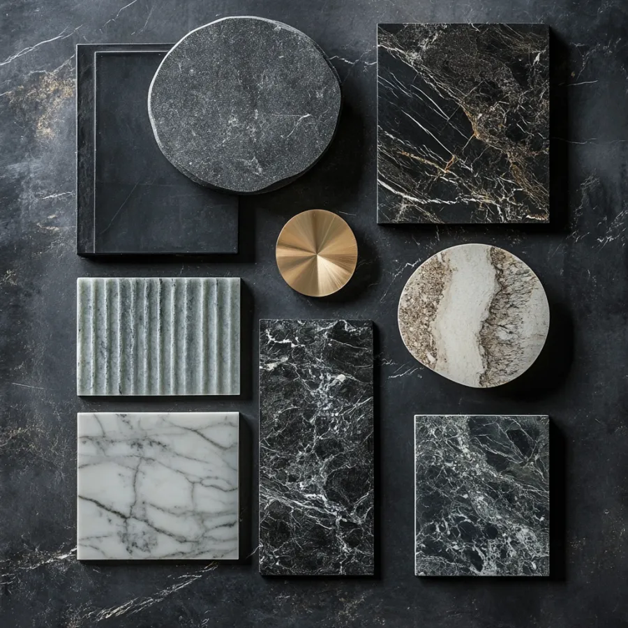 Countertop material as the subject: stone slab surface